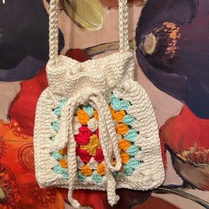 Crocheted Granny Square Cinch Purse